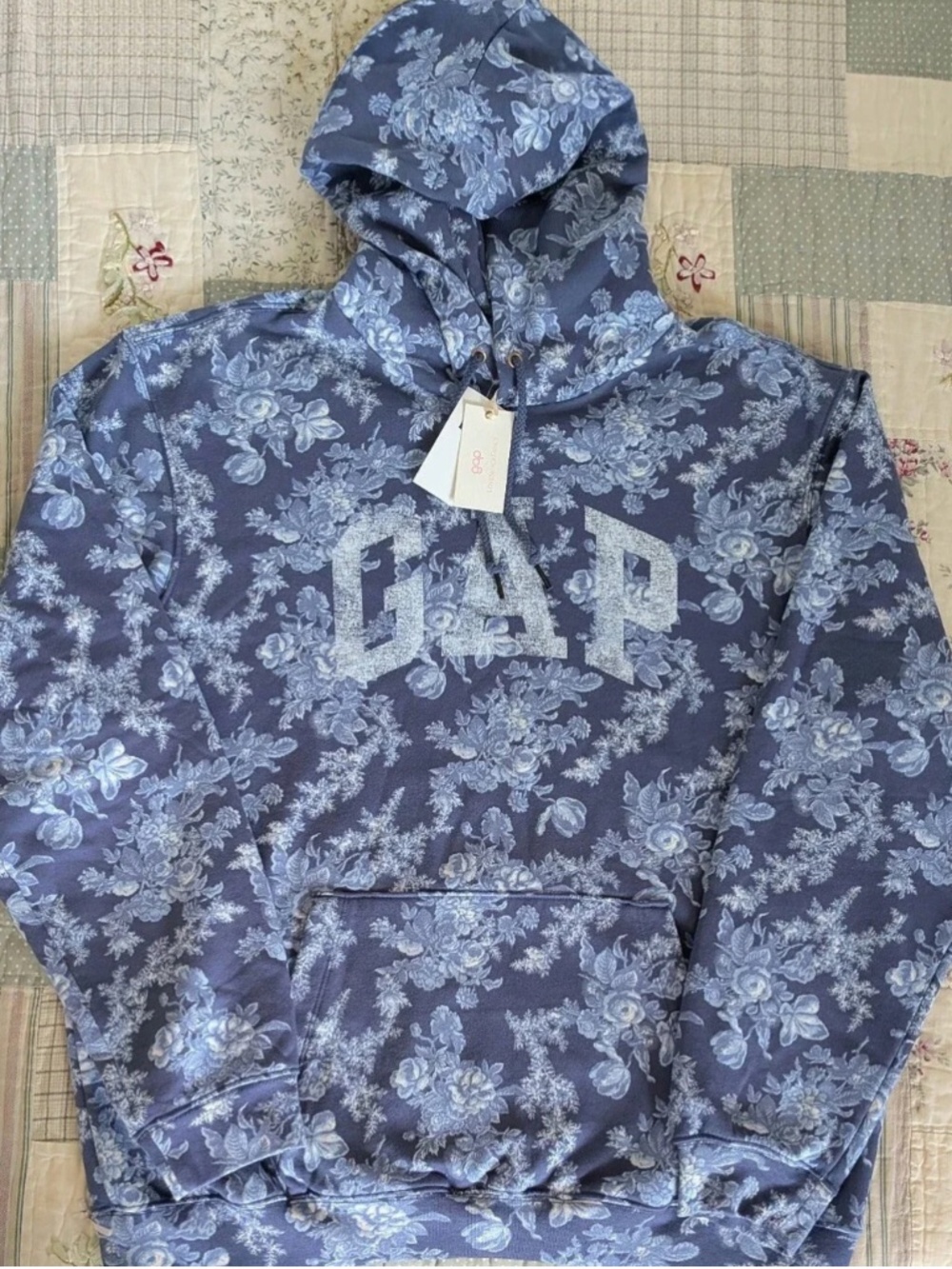 NWT GAP x LoveShackFancy Blue Floral Hoodie Limited Edition M Sweatshirt